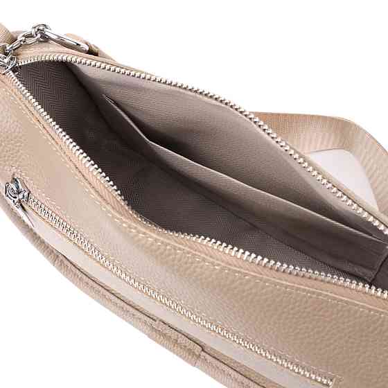 Напівкругла сумка для жінок з натуральної шкіри Бежевий (Vintage) Київ