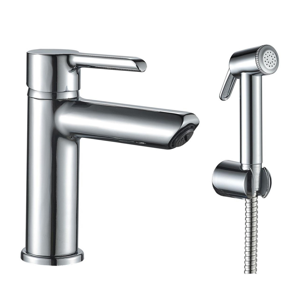 Змішувач для умивальника DOMINO PRESTIGE DPS-222 з гігієничною лійкою, шланг 200 см, на гайці (000020484) Київ - фото 2