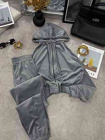 Женский повседневный велюровый костюм двойка: кофта и штаны Графит, 42/44 Одесса