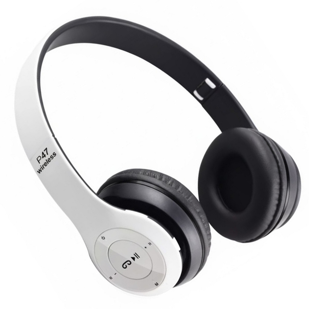 Бездротові Bluetooth навушники з мікрофоном та Mp3 плеєром, P47, Білий / Стерео гарнітура / Накладні навушники блютуз Київ - фото 3