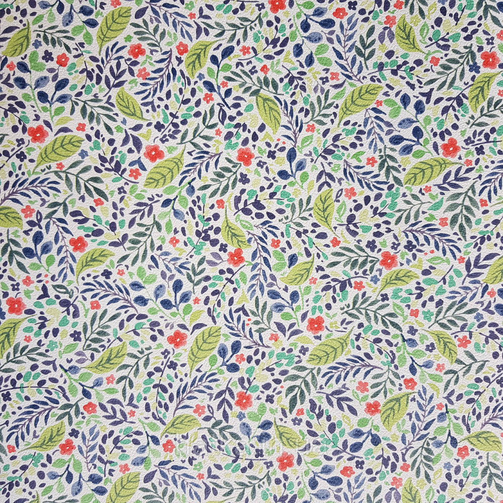 Шпалери вінілові на флізелін 0.53х10.05 Rasch Textil Petite Fleur 5 листя гілки квіти салатові червоні сині Київ - фото 5