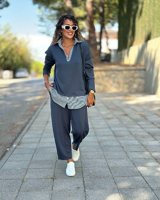 Стильный женский костюм двойка двунитка + котон. Графит, 60/62 Одесса - изображение 4