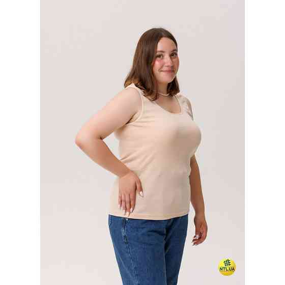 Базова однотонна жіноча майка з бавовни на широких бретелях Наталюкс 21-2110 Київ