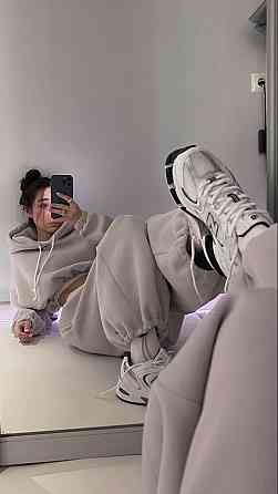 Женский утепленный стильный костюм двойка: худи и джоггеры трехнить на флисе Серый, 44/46 Одесса