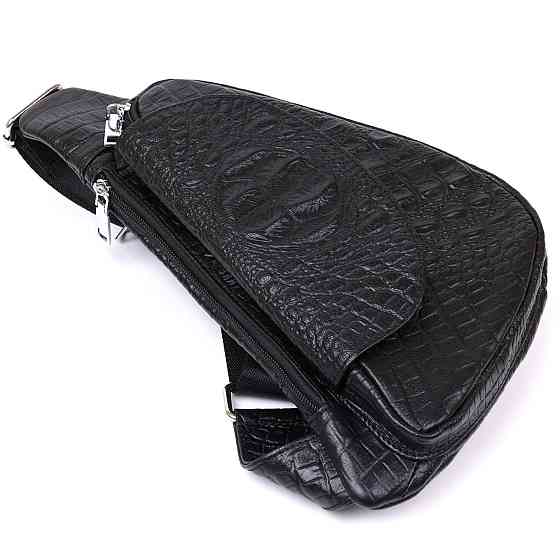 Чоловічі сумки з натуральної шкіри через плече Vintage 20489 Чорний Київ