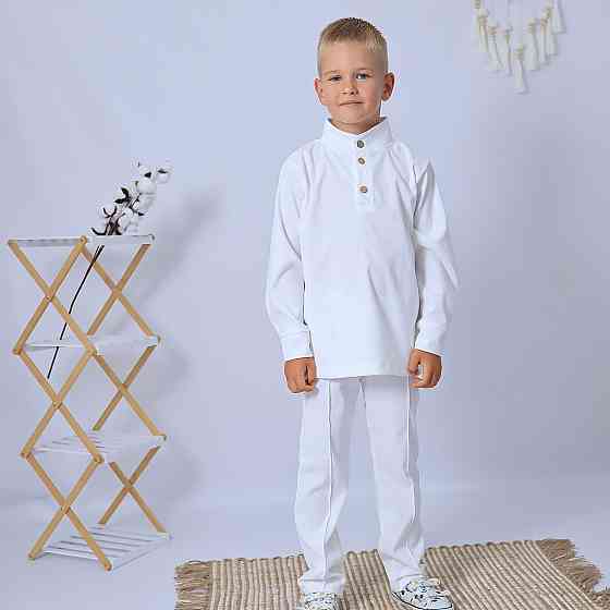 Святковий вельветовий костюм білого кольору для хлопчика / костюм до школи сорочка + штани Кам'янець-Подільський