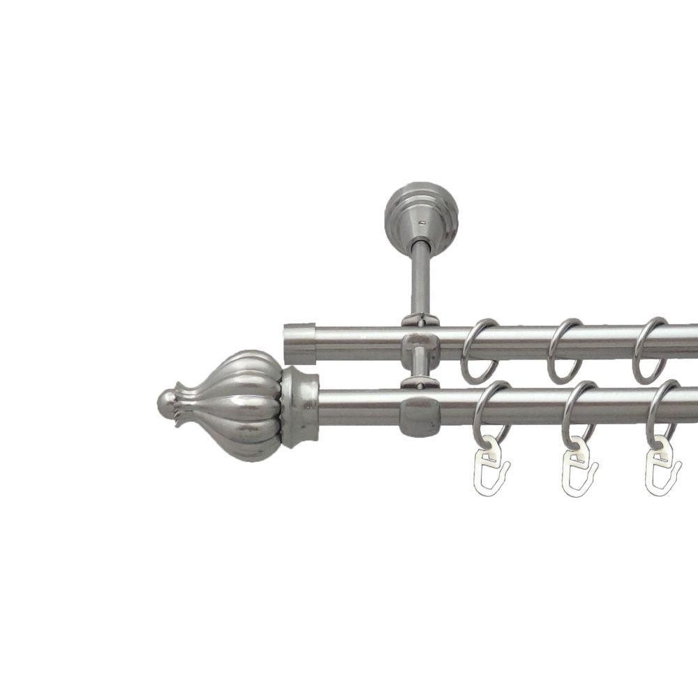 Карниз Orvit Таджа металевий дворядний відкритий гладка труба кільце металеве Нержавіюча Сталь 16\16 мм 160 см (00-00016252) Львів - фото 1