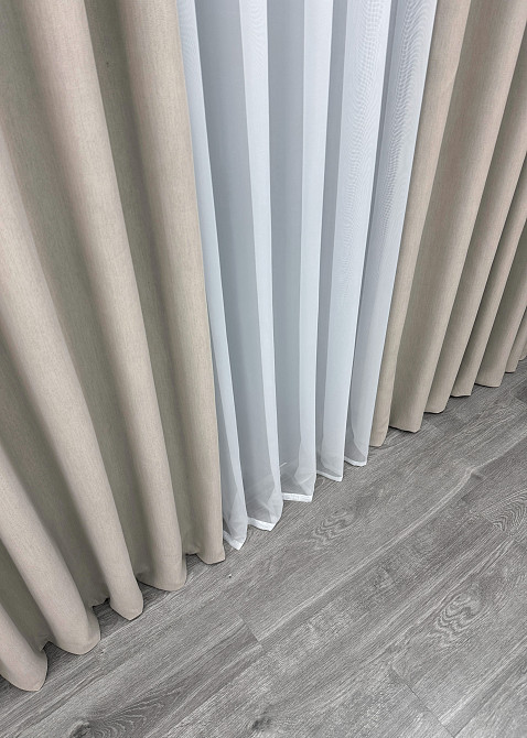 Двостороння шторна тканина блекаут з лляною фактурою, колекція “Scandi” колір тауп 1905ш Київ - фото 7