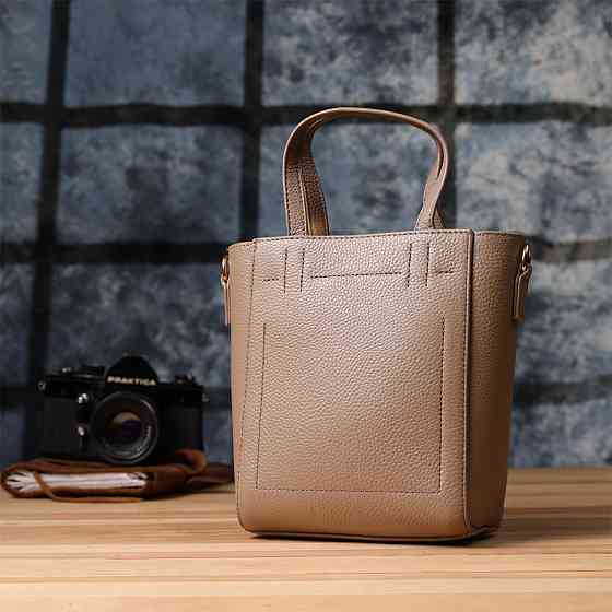 Сумка жіноча з натуральної шкіри у формі трапеції Vintage 22918 Бежевий Київ