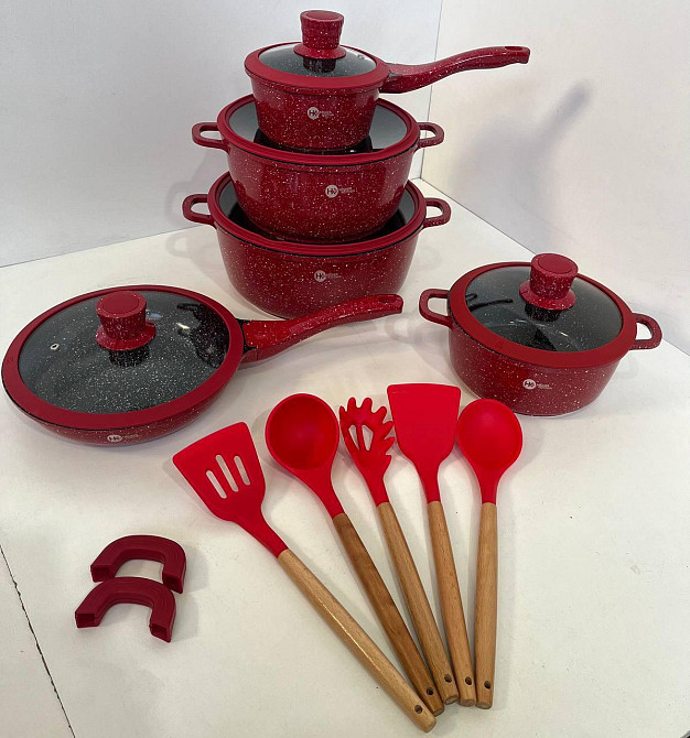 НК-316 Посуда набор круглих кастрюль (17 предметов) + силикон принадлежности Higher Kitchen (4) Одесса - изображение 3