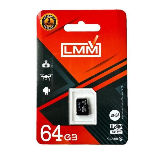 Карта памяти microSDHC (UHS-1) 64GB class 10 LMM (без адаптера) (LMM-64GBSD10U1-00) от LMM Одесса - изображение 1