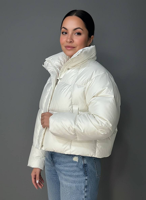 Куртка женская Lady Yep 30083 пуффер короткая глянцевая молочная, молочний, L Киев - изображение 13