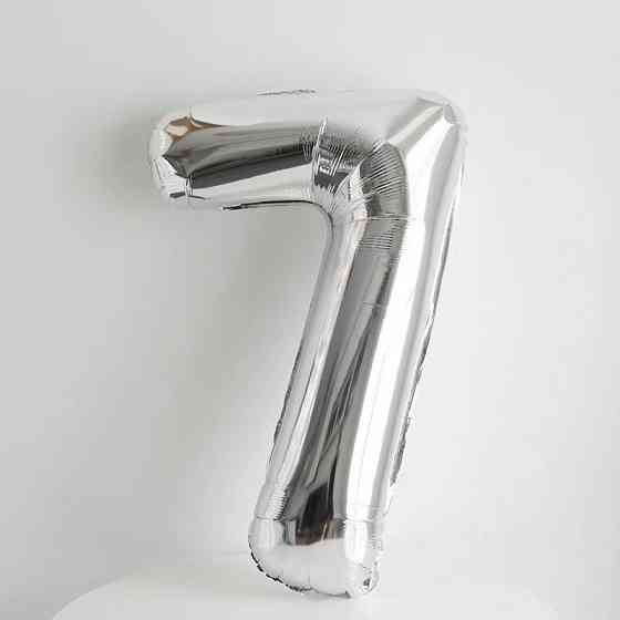 Шарик цифра 7 фольгированная 32 дюйма серебристый Киев