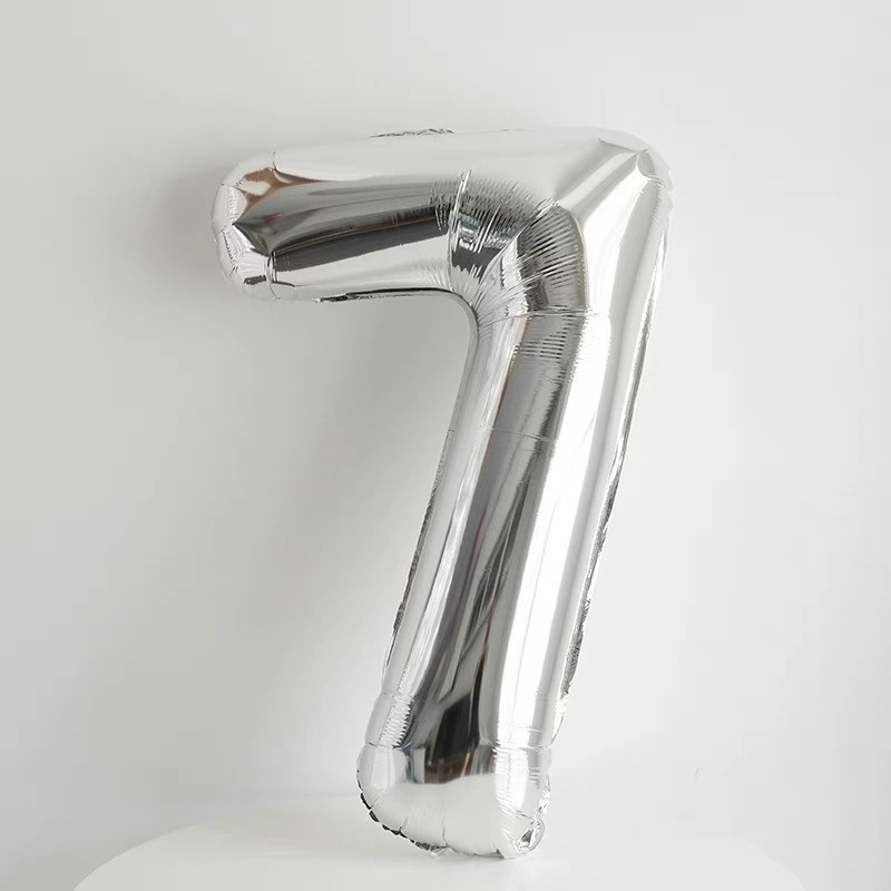 Шарик цифра 7 фольгированная 32 дюйма серебристый Киев - изображение 3