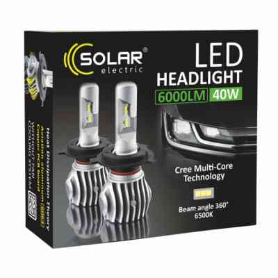 Автолампа SOLAR H4 12/24V 6500K 6000Lm 50W Cree Chip 1860 (8604) Винница