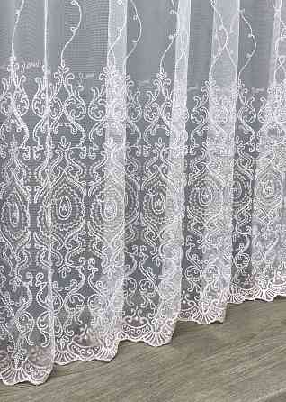 Тюль фатин с вышивкой Корд и люрексом Цвет холодный белый с пудровым 1856т Киев