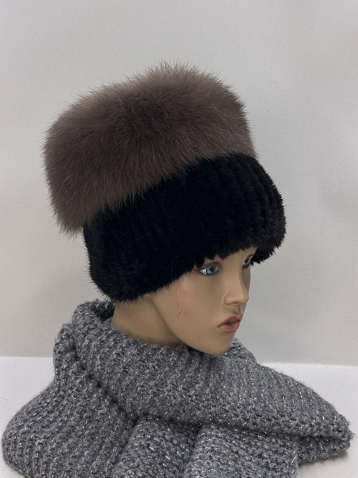 Шапка меховая женская кубанка Мерлин Коричневый Харьков - изображение 15