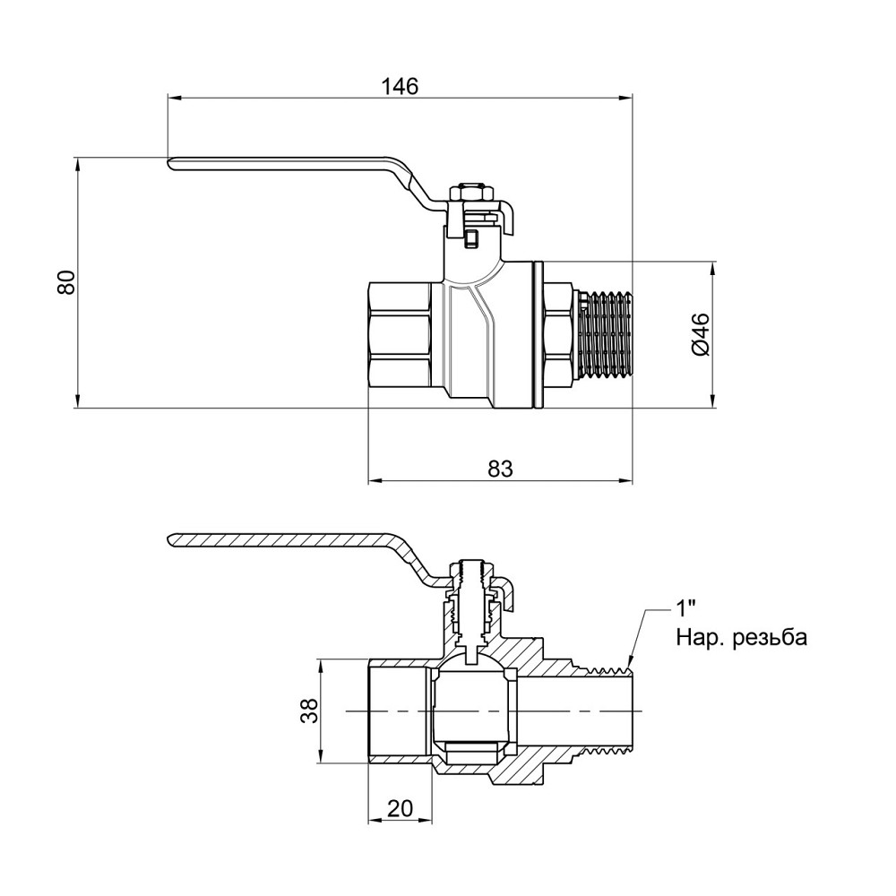 Кран кульовий Thermo Alliance Forte 1" ВН для води (ручка) SF605W25 Київ - фото 2