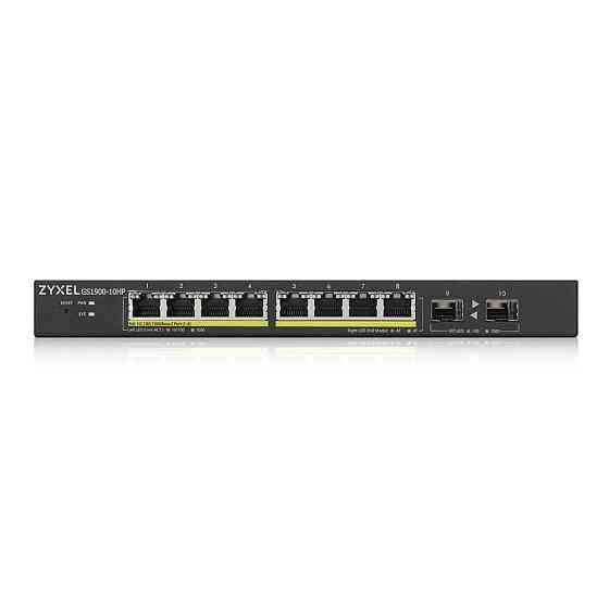 Комутатор ZYXEL GS1900-10HP (GS1900-10HP-EU0102F) (8xGE PoE, 2хSFP, POE 77W, WebSmart) Харків
