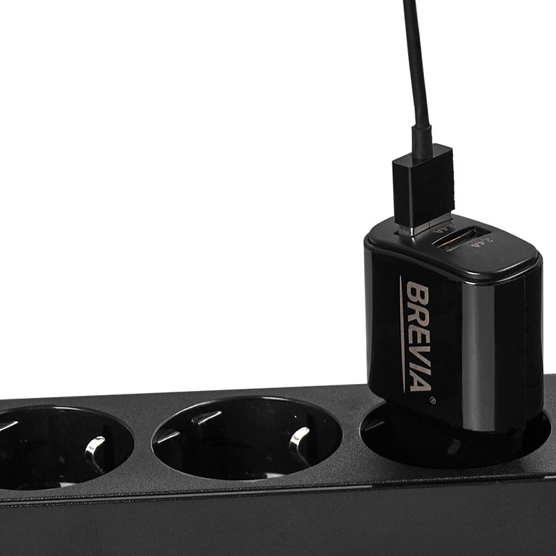 Сетевое зарядное устройство Brevia ePower 12W 2xUSB-A + кабель USB-A to Lightning 1м черный Львов - изображение 5