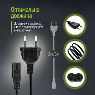 Кабель питания C7 2m black ColorWay (CW-CBP085-BK) Винница