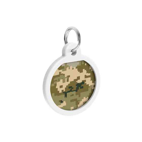 Адресник для собак і котів металевий WAUDOG Smart ID з QR-паспортом, малюнок "Мілітарі", круг, Д 25 мм Вінниця