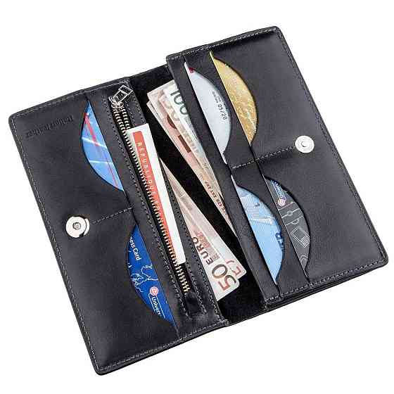 Вертикальний гаманець унісекс на магніті Чорний (GRANDE PELLE) Київ