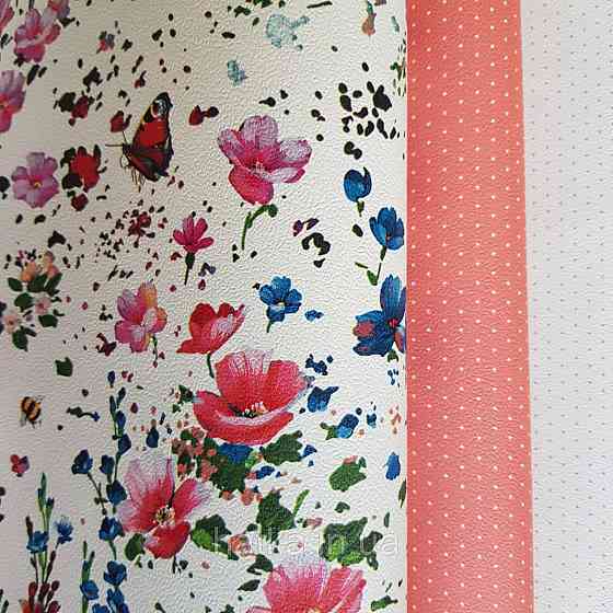 Шпалери вінілові на флізелін 0.53х10.05 Rasch Textil Petite Fleur5.квіти польові червоні бордо сині на білому Київ