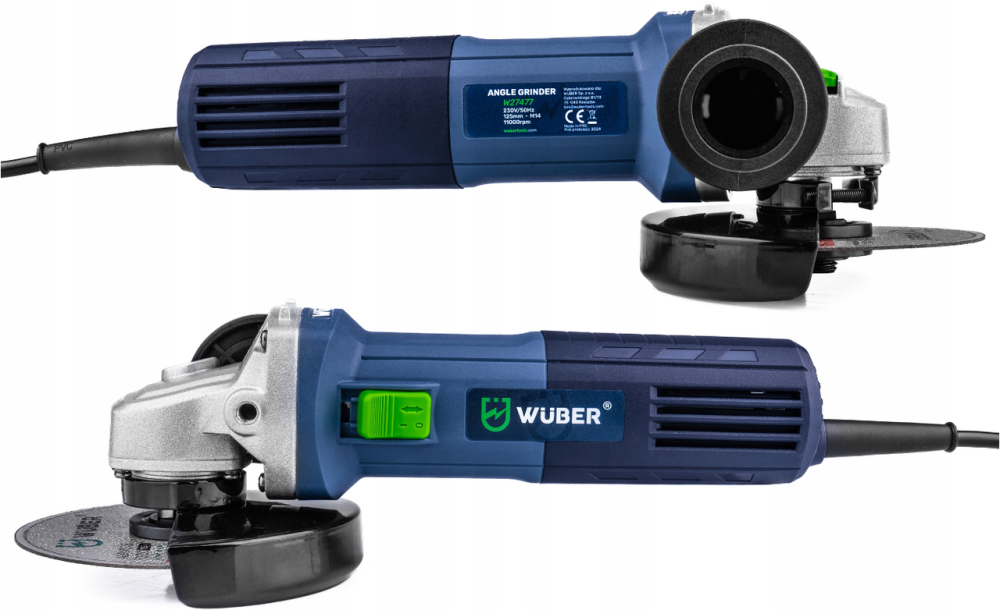 Болгарка (кутова шліфувальна машина) Wuber 1600Вт 125мм + набір 10 дисків 125мм (Польща) Київ - фото 4