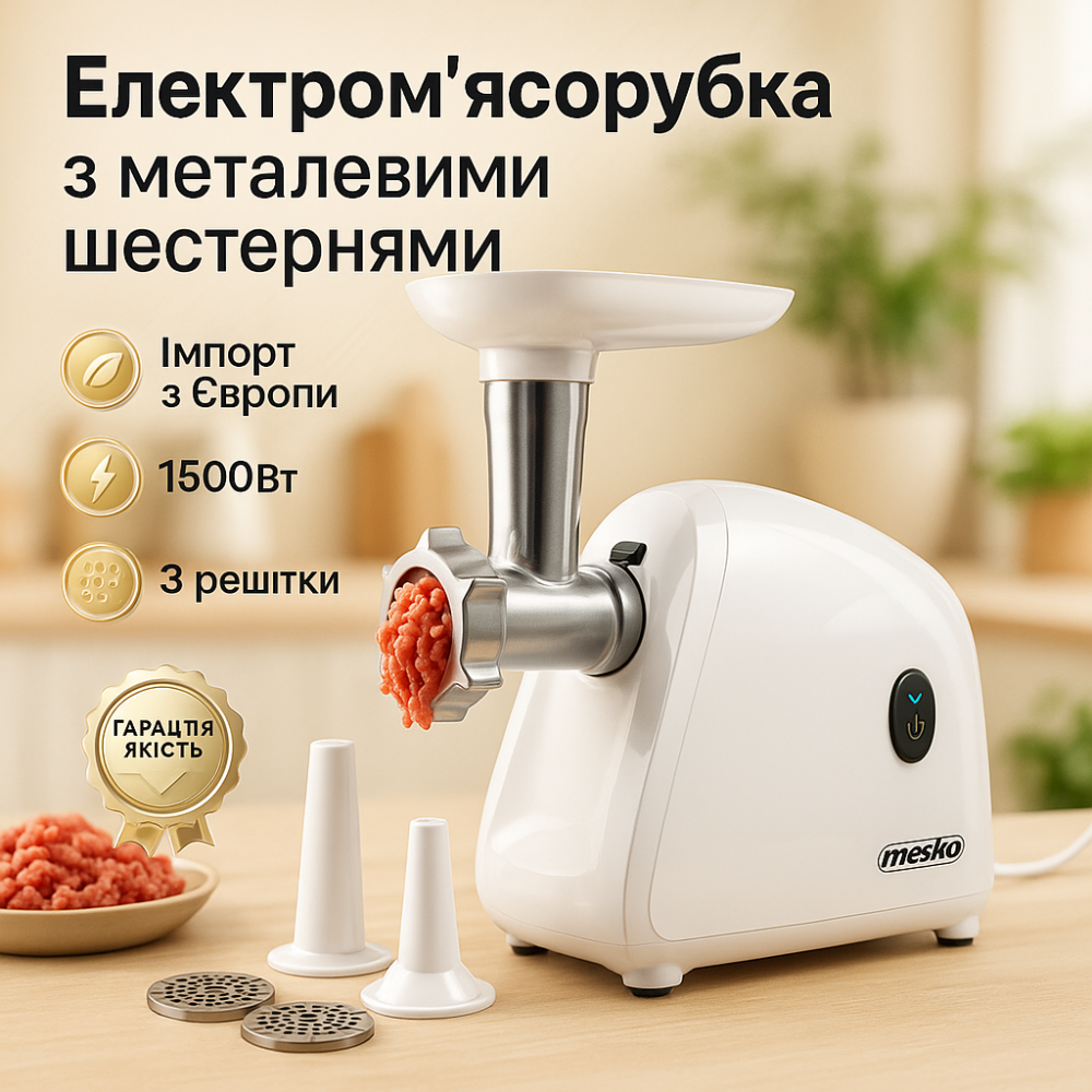 М'ясорубка з нержавіючої сталі з насадками Mesko MS 4809 1500Вт, М'ясорубки хорошої якості YG-14 Львів - фото 15