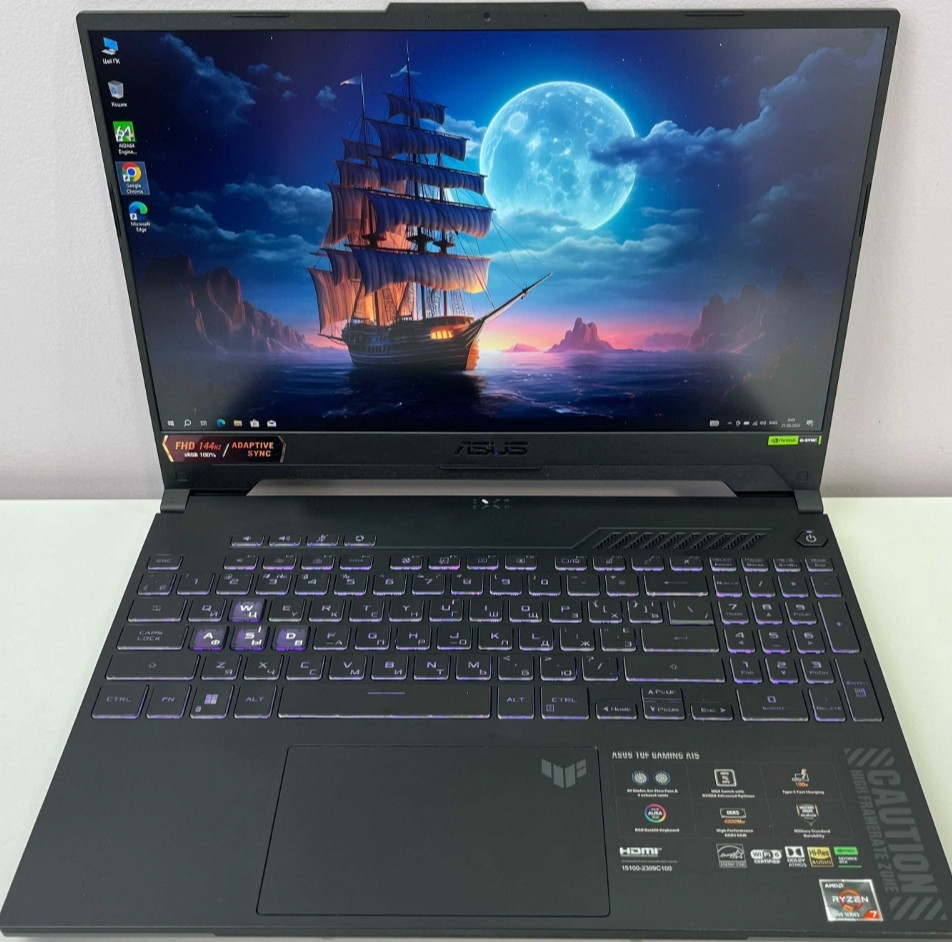 Ноутбук: ASUS 15 .6" 144Hz. 100%RGB Ryzen 7 7735HS RTX 4050 6Gb. 140W RGB 16Gb.512Gb. Харків - фото 1