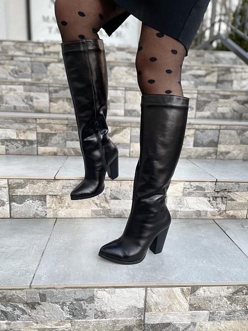 SANTINI Стильні жіночі зимові чоботи шкіряні на підборах чорні теплі, на хутрі 955720-11 р. 36- Коломыя - изображение 10