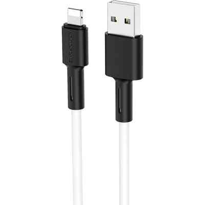 Дата кабель USB 2.0 AM to Lightning 1.0m 2.4A silicone BX31 white BOROFONE (6931474710369) Винница