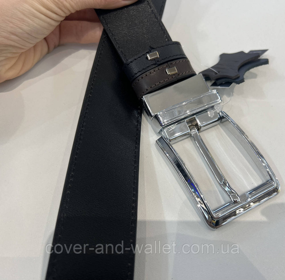 Двусторонний мужской джинсовый ремень с классической пряжкой 40 мм PS Leather Киев - изображение 7