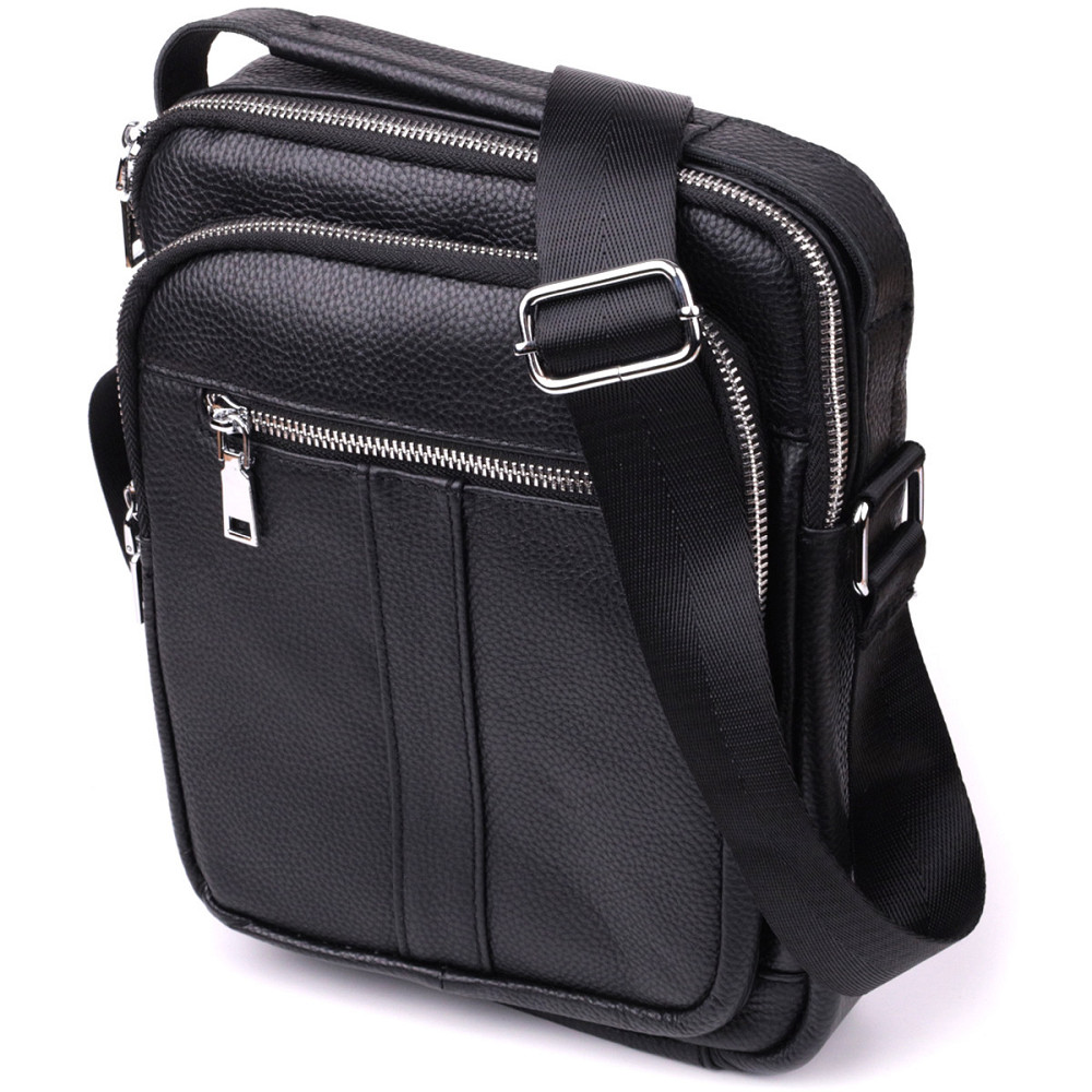 Мужская вертикальная сумка из натуральной кожи Vintage sale_15112 Черный Киев - изображение 1