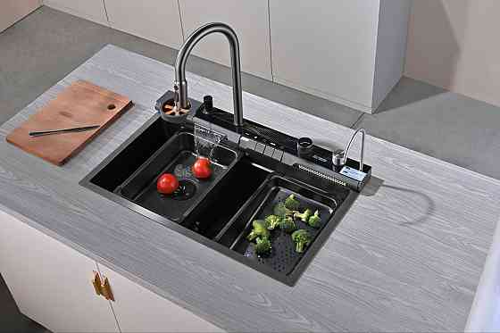 Кухонная раковина водопад Willda,кухонная мойка водопад темно-серая 75х46х22 (711030902) Киев