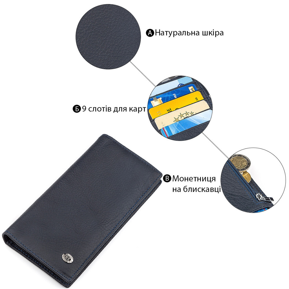 Чоловічий купюрник дуже зручний Синій (ST Leather) Київ - фото 2