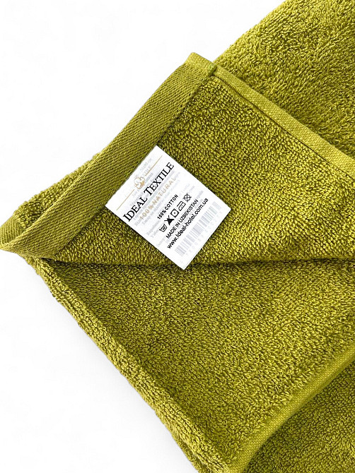 Рушник махровий Ideal Textile однотонний 50х90 см 360 г/м2 (56861134) Для рук та обличчя, оливка Чернівці - фото 7