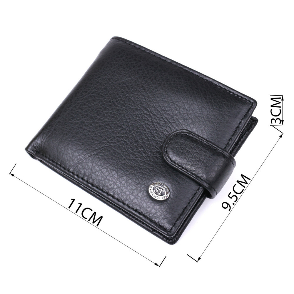 Мужской кожаный купюрник для карт купюр и монет ST Leather 18308 Черный Киев - изображение 3