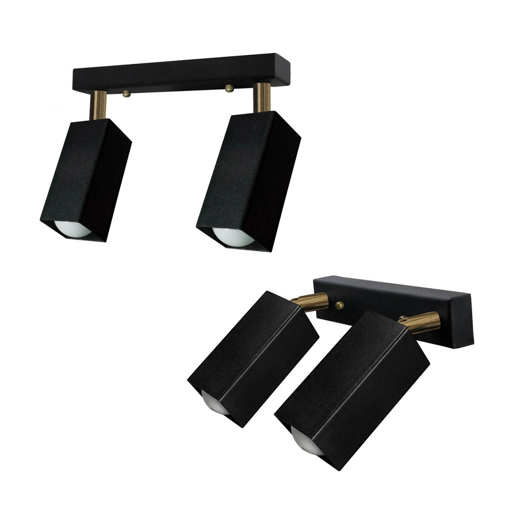 Потолочный поворотный светильник накладной 2 плафона Е27 черный Crocus SQ 1105-2 Киев - изображение 1