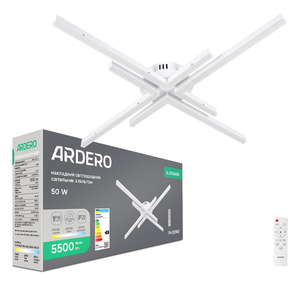 Світлодіодний накладний світильник Ardero AL6106ARD PHOENIX 50Вт білий Харків - фото 1