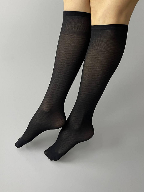 Гольфи з візерунком ромб 60 den р.23-25, 2 пари, чорні Чернівці - фото 1