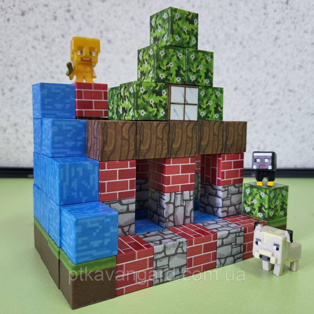 Конструктор магнитный майнкрафт домик у водопада 65 магнитных блоков Dream World LZCK 051 Хмельницкий - изображение 1