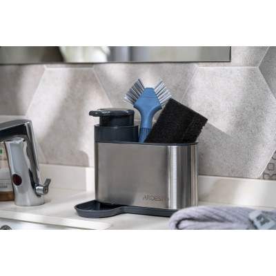 Дозатор для рідкого мила Ardesto Minimalism Органайзер для миючих засобів Сірий (ARHB3102GS) Вінниця - фото 12