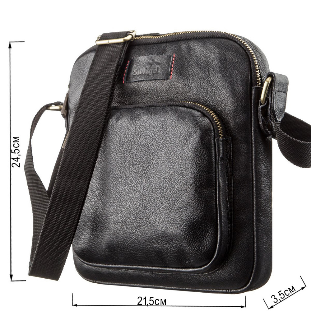 Чоловіча шкіряна сумка Чорна (SHVIGEL) Київ - фото 7