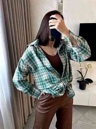 Жіноча повсякденна сорочка в клітинку на ґудзиках Зелений, 42/46 Одеса