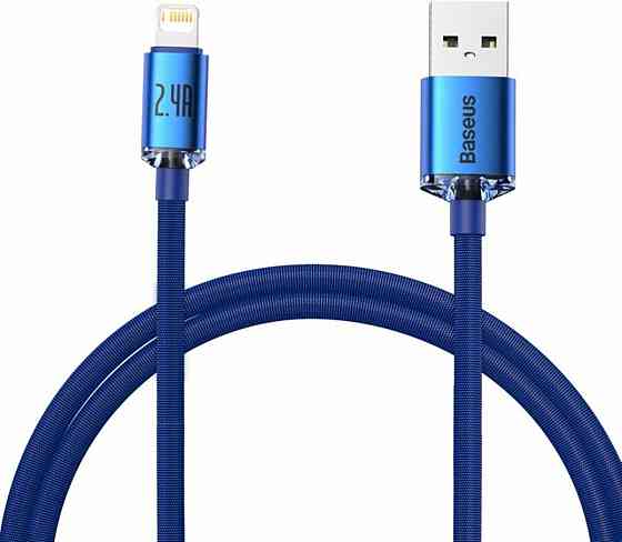 Кабель Baseus Crystal Shine Series для швидкого заряджання та передачі даних USB - Lightning 2.4A 1.2m, колір блакитний CAJY000003 Одеса