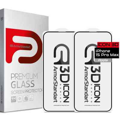 Скло захисне Armorstandart Icon 3D iPhone 15 Pro Max Black 2pcs (ARM74271) Вінниця