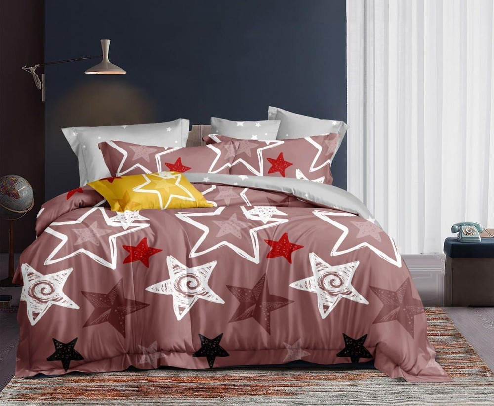 Ecotton Комплект постільної білизни Ecotton двоспальний Сімейний 150х215 см Зірки рожевий Коломия - фото 1