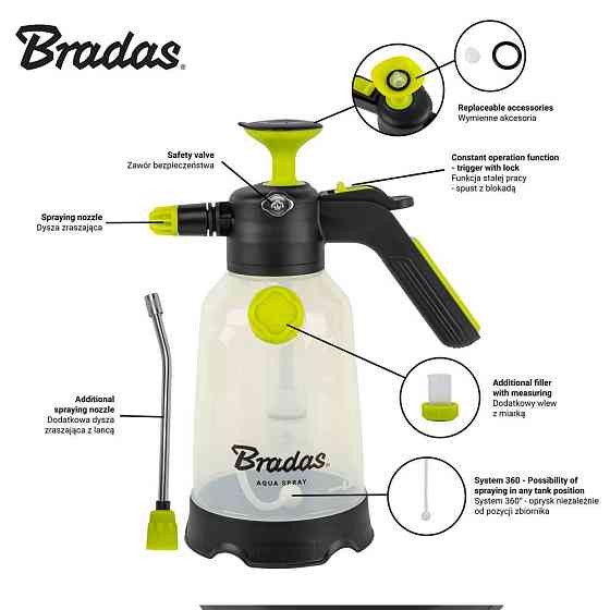 Опрыскиватель пневматический с боковым вливом, AQUA SPRAY CLEAR, объем: 2 л, AS0200CL/SF Киев